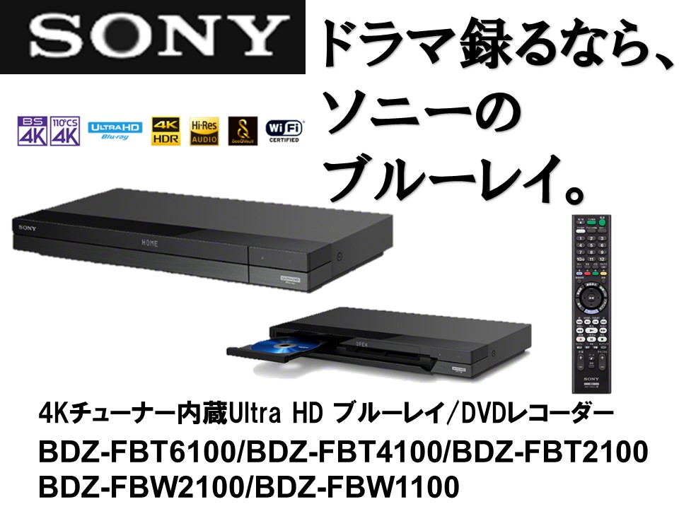 SONY ブルーレイレコーダー Blu-ray BDZ-FBT6100 DVD2端子